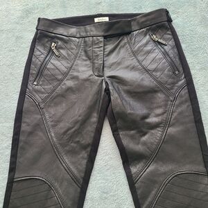 Neiman Marcus Black Side Zippers Faux Leather and Spandex Moto Leggings Size XS
